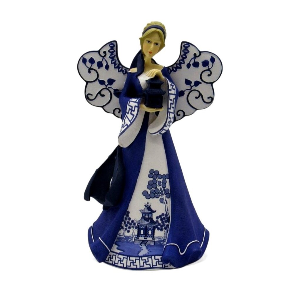Hamilton Collection BLUE WILLOW Wishes of Grace for a palace Angel Figurine